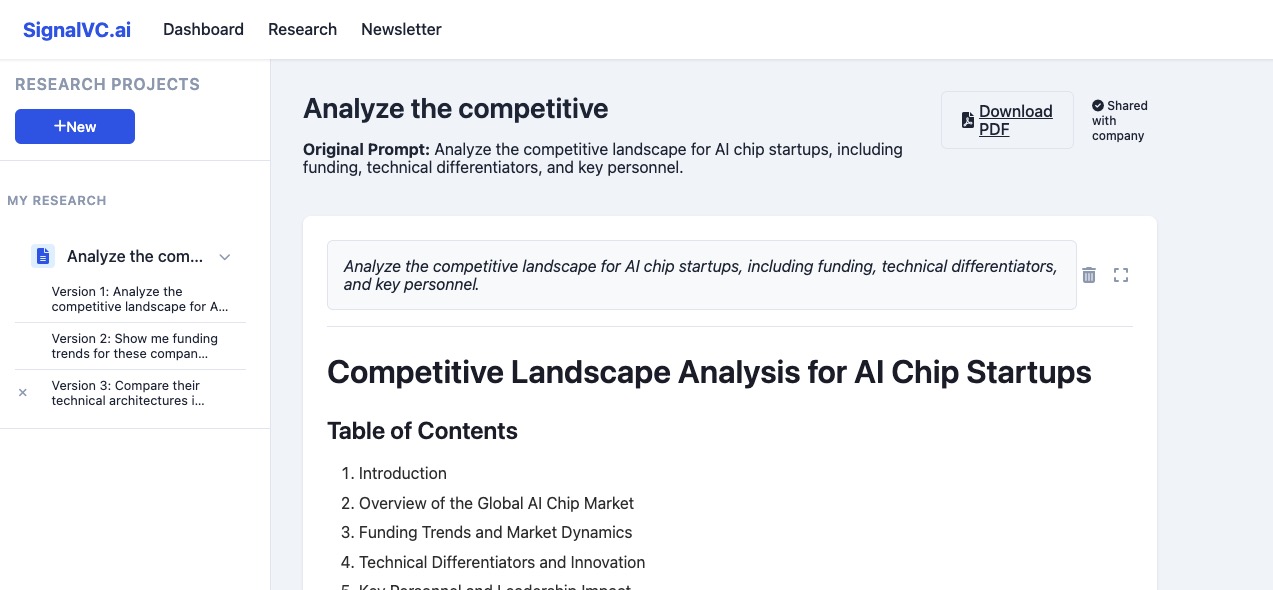 SignalVC AI Dashboard